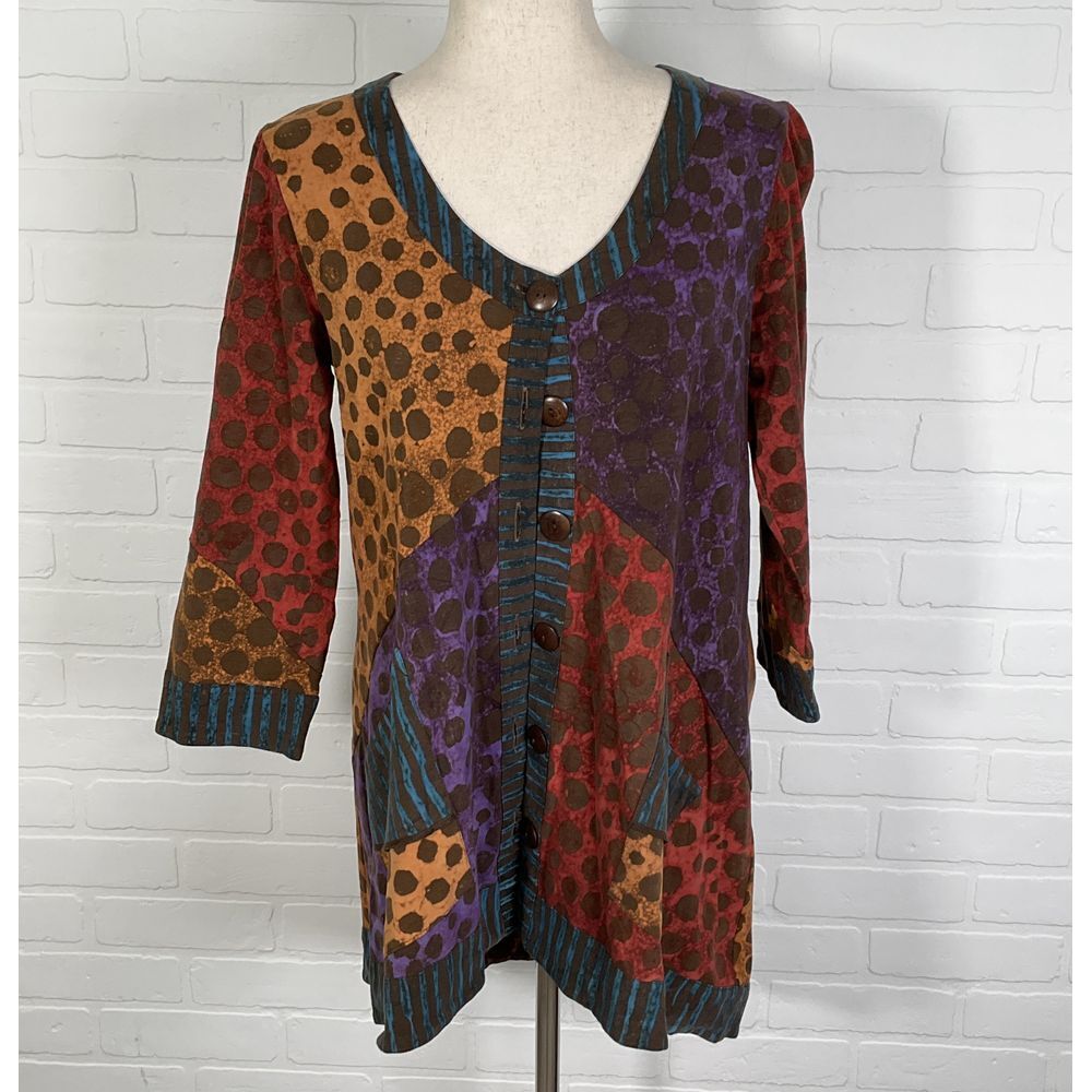 Winter Sun Tunic Women S Artistic‎ Polka Dot Patchwork Cotton Blend